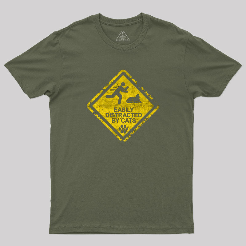 Cat Distraction Warning T-Shirt