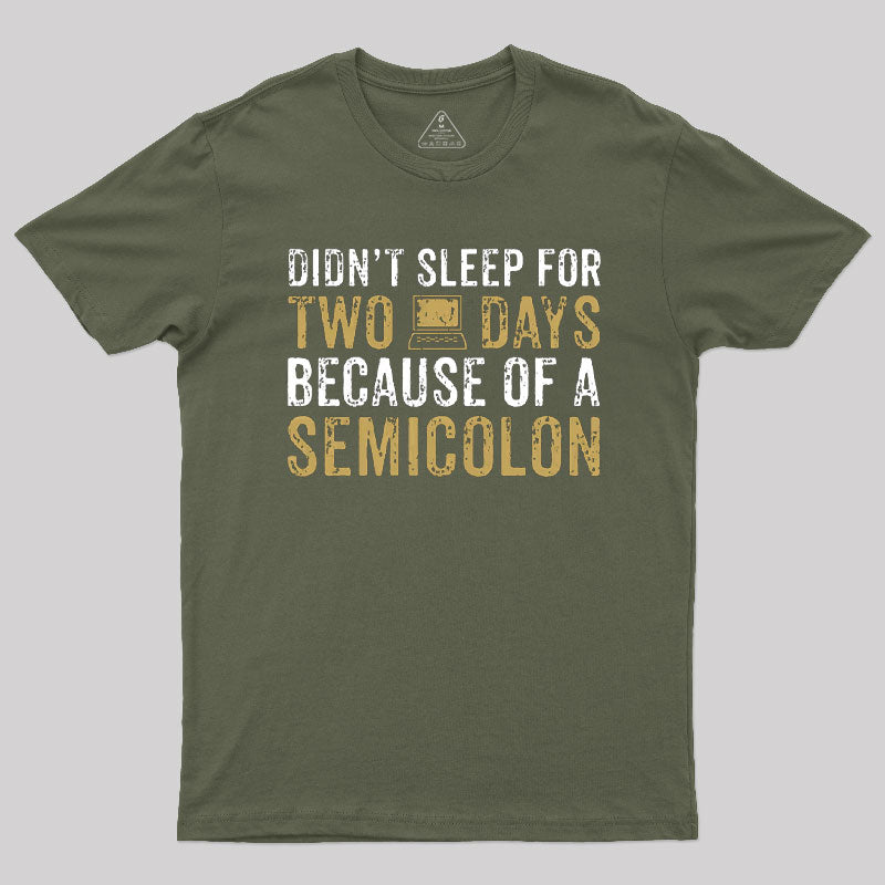 Didn't Sleep For Two Days Because Semicolon T-Shirt