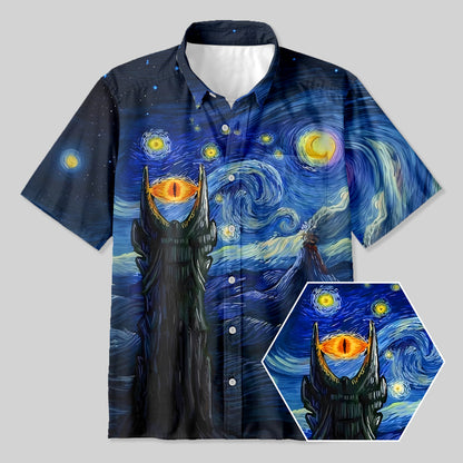 Starry Night of Mordor Button Up Pocket Shirt