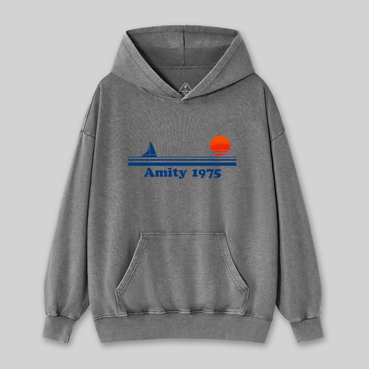 Amity 1975 Jaws Nerd Washed Hoodie