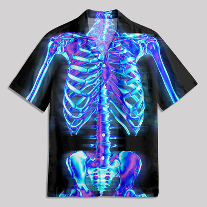 Acid Metal Chromium Skeleton Button Up Pocket Shirt