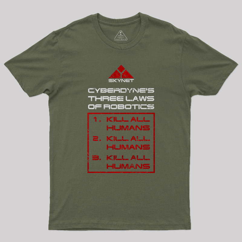 Cyberdyne‘s Three Laws Of Robotics T-Shirt