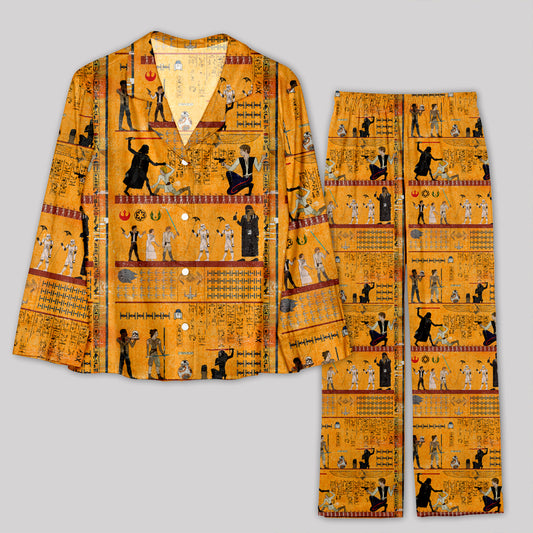 Dark Warrior Ancient Egypt Mural Pajamas Set