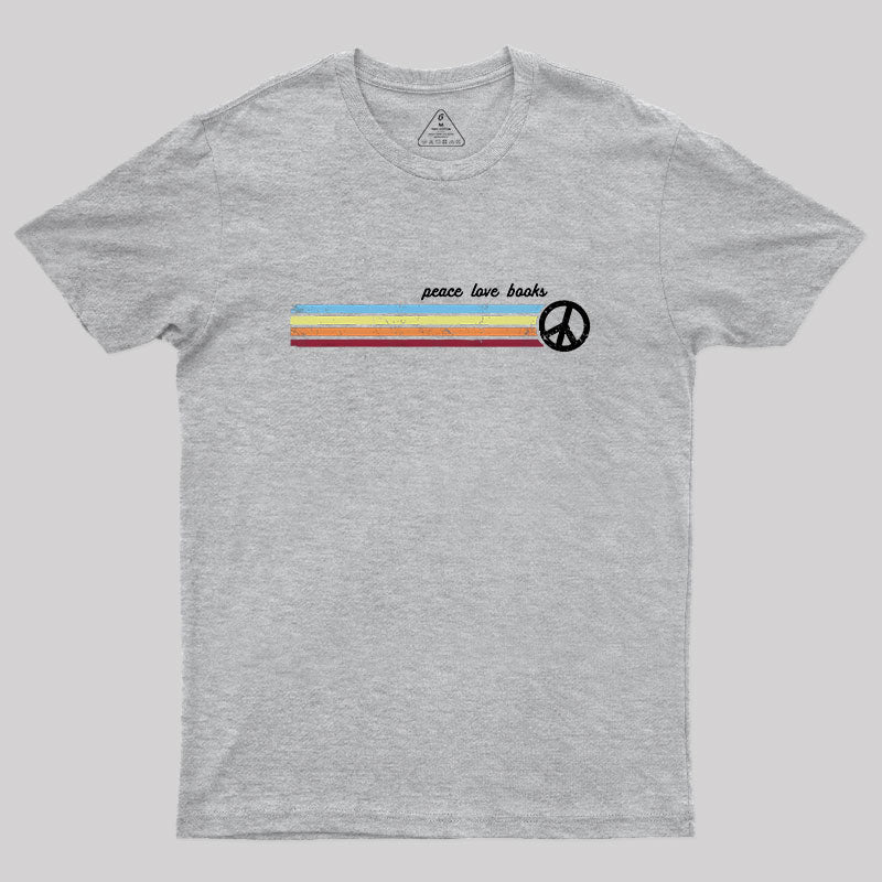 Retro Stripes Peace Love Books T-Shirt