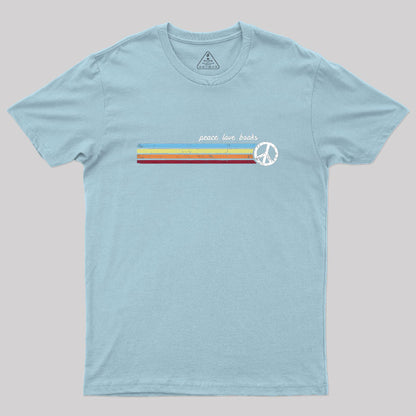 Retro Stripes Peace Love Books T-Shirt