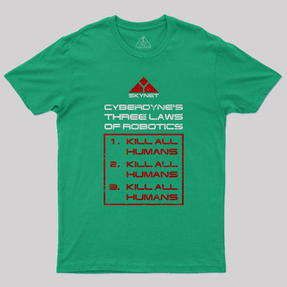 Cyberdyne‘s Three Laws Of Robotics T-Shirt