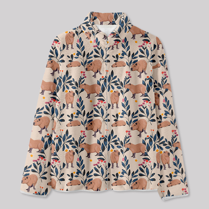 Capybara and Plants Fleece Jacket