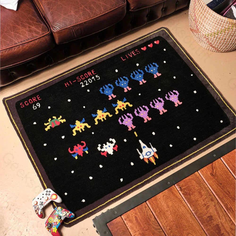 8 Bit Fighter Funny Imitation Wool Rug 80Cm