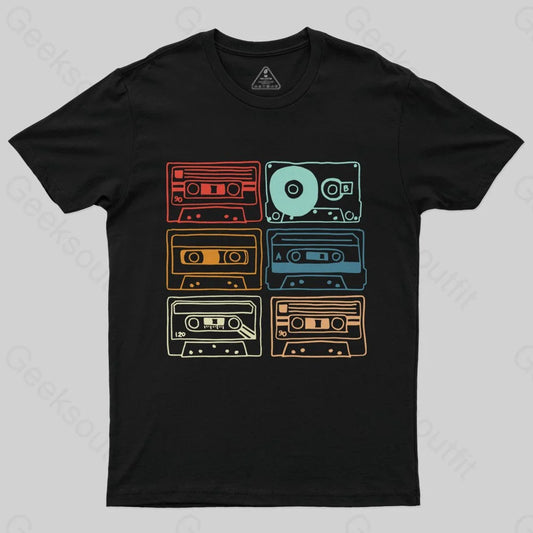 80s 90s Retro Party Costume Cassette Tapes T-Shirt - Geeksoutfit