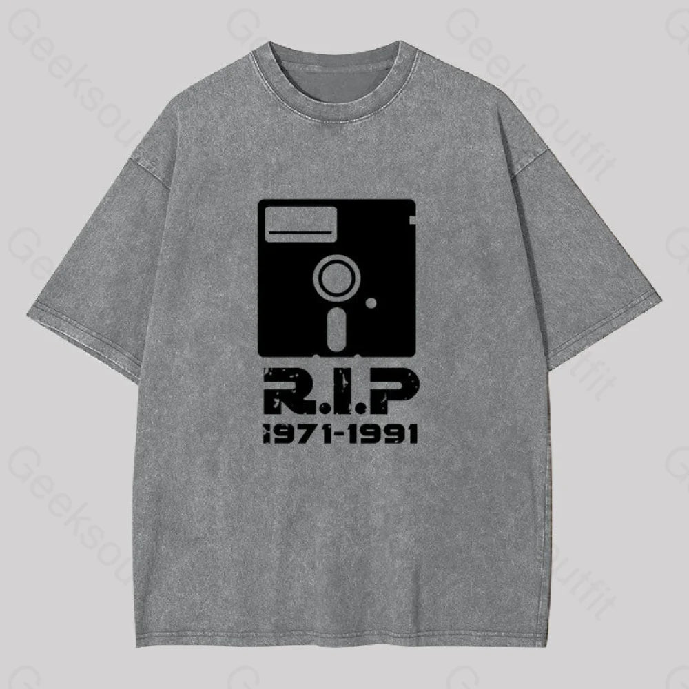 80S Rip Geek Washed T-Shirt Grey / S