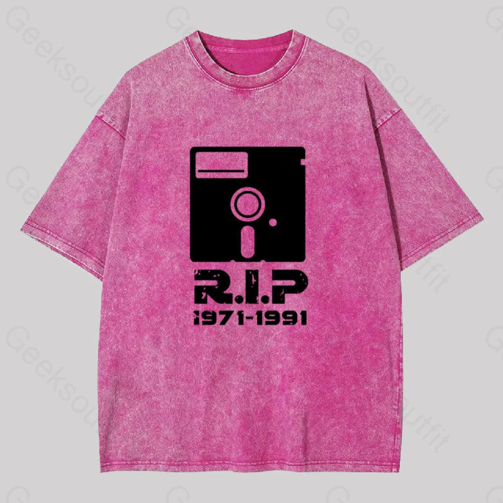 80S Rip Geek Washed T-Shirt Rose Red / S