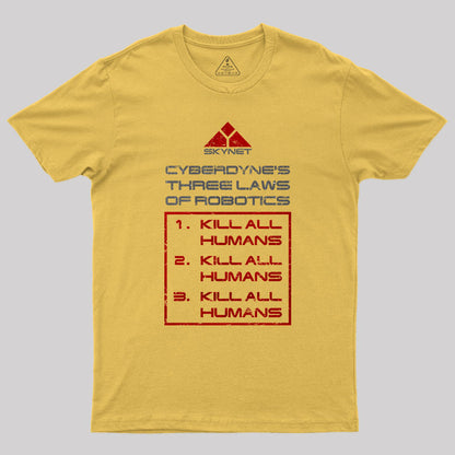 Cyberdyne‘s Three Laws Of Robotics T-Shirt