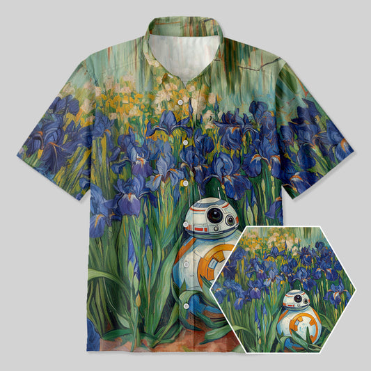 Van Gogh Iris Oil Painting BB-8 Button Up Pocket Shirt