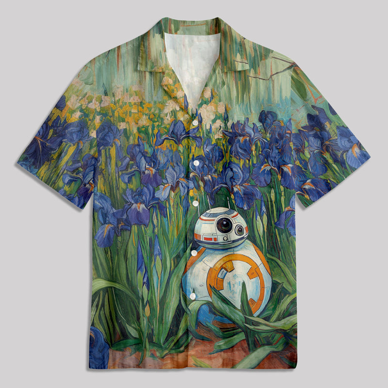 Van Gogh Iris Oil Painting BB-8 Button Up Pocket Shirt