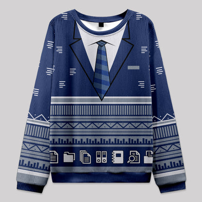 Tie Shirt Blue Knit Sweatshirt