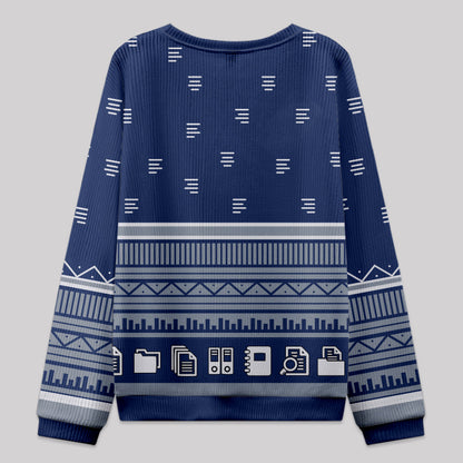 Tie Shirt Blue Knit Sweatshirt