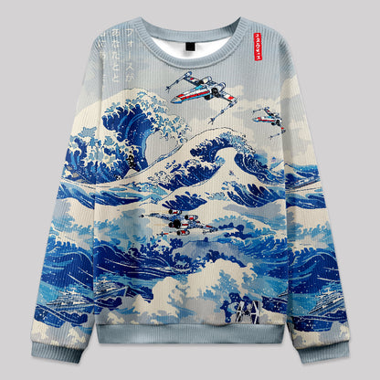 Ukiyoe wave fighter Knit Sweatshirt