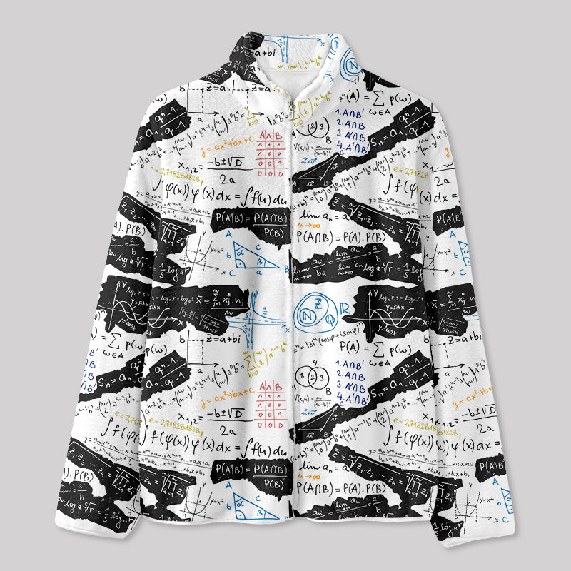 Mathematical Black and White Matching Fleece Jacket