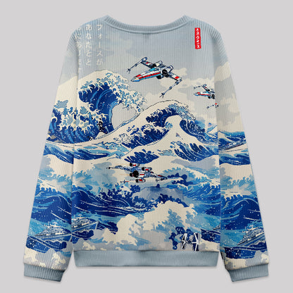 Ukiyoe wave fighter Knit Sweatshirt