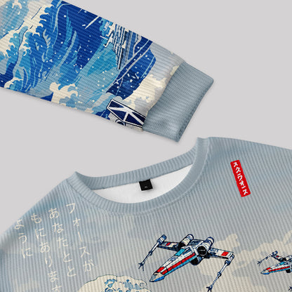 Ukiyoe wave fighter Knit Sweatshirt