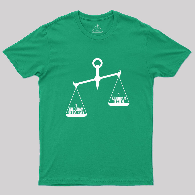 A Kilogram Of Steel Or A Kilogram Of Feathers Geek T-Shirt