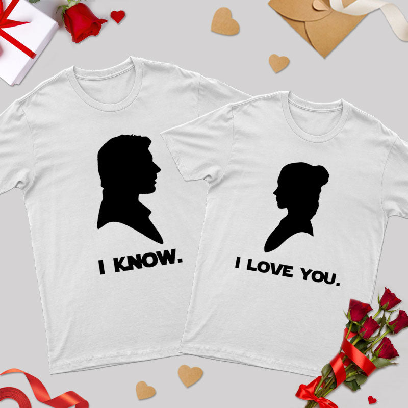 I Love You Shadow Geek Couple T-Shirt