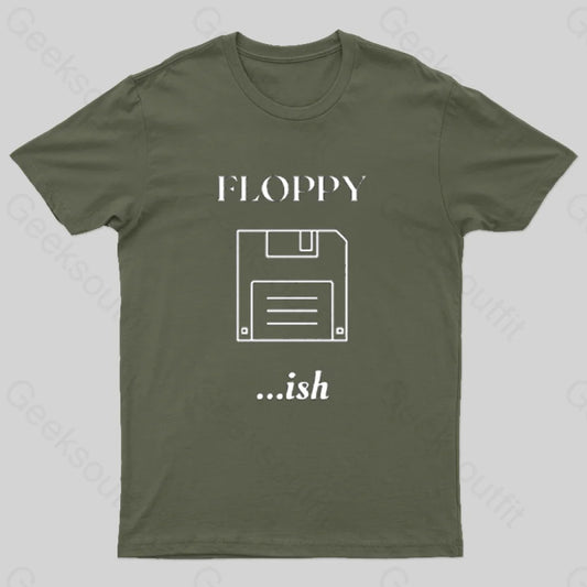 90’S Floppy Disk Nostalgia T-Shirt Army Green / S