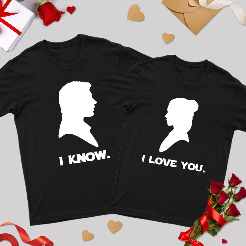 I Love You Shadow Geek Couple T-Shirt