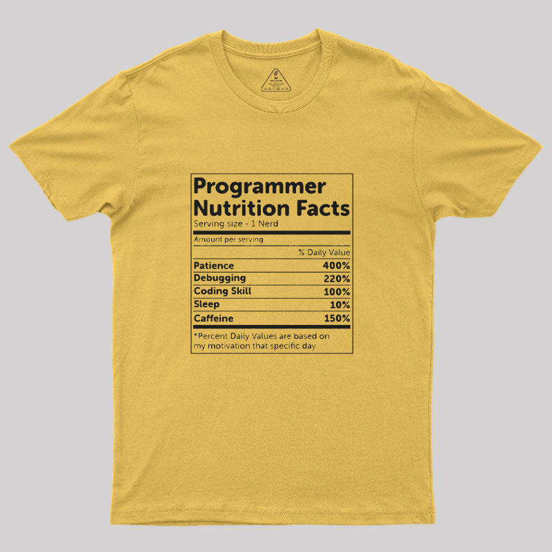 Programmer Nutrition Facts  T-Shirt