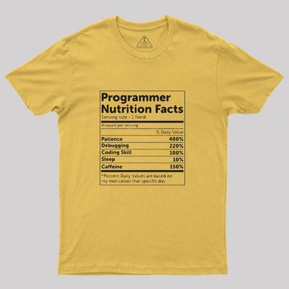 Programmer Nutrition Facts  T-Shirt