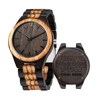 Personalized Science Fiction Universe Analog Quartz Wooden Strap Watch