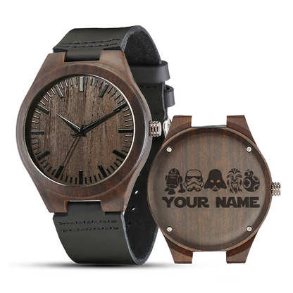 Personalized Science Si-Fi Vintage Sandalwood Strap Watch