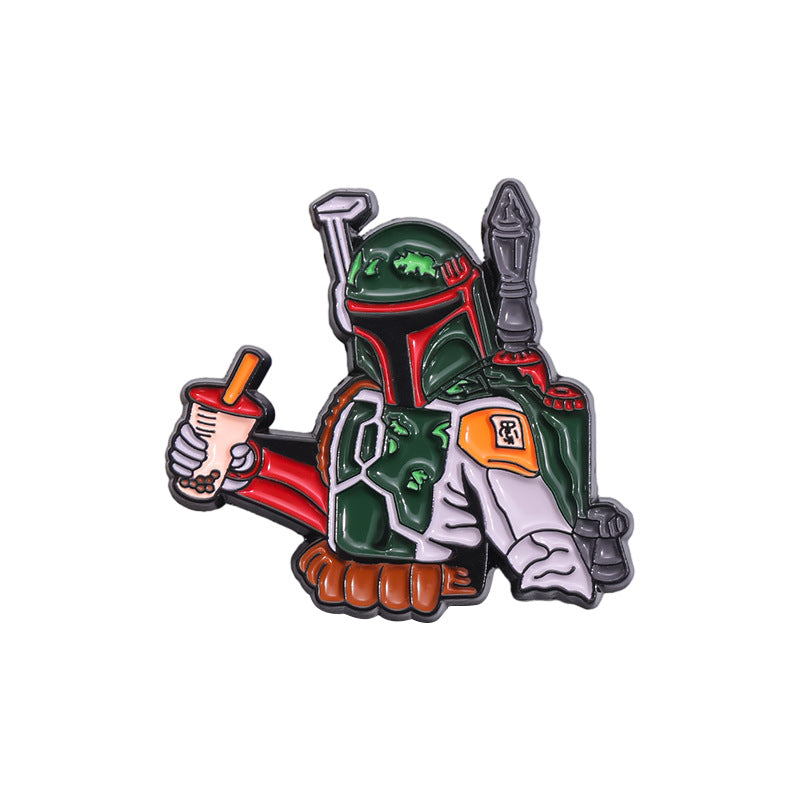 The Mandalorian Drinks Milk Tea Metal Pins