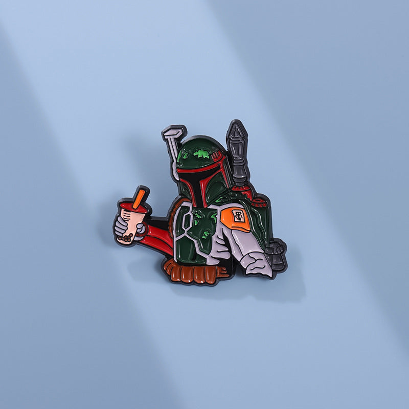 The Mandalorian Drinks Milk Tea Metal Pins