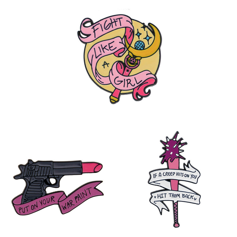 Pink Cartoon Metal Pins