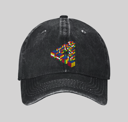 Rubiks Triangle Washed Vintage Baseball Cap