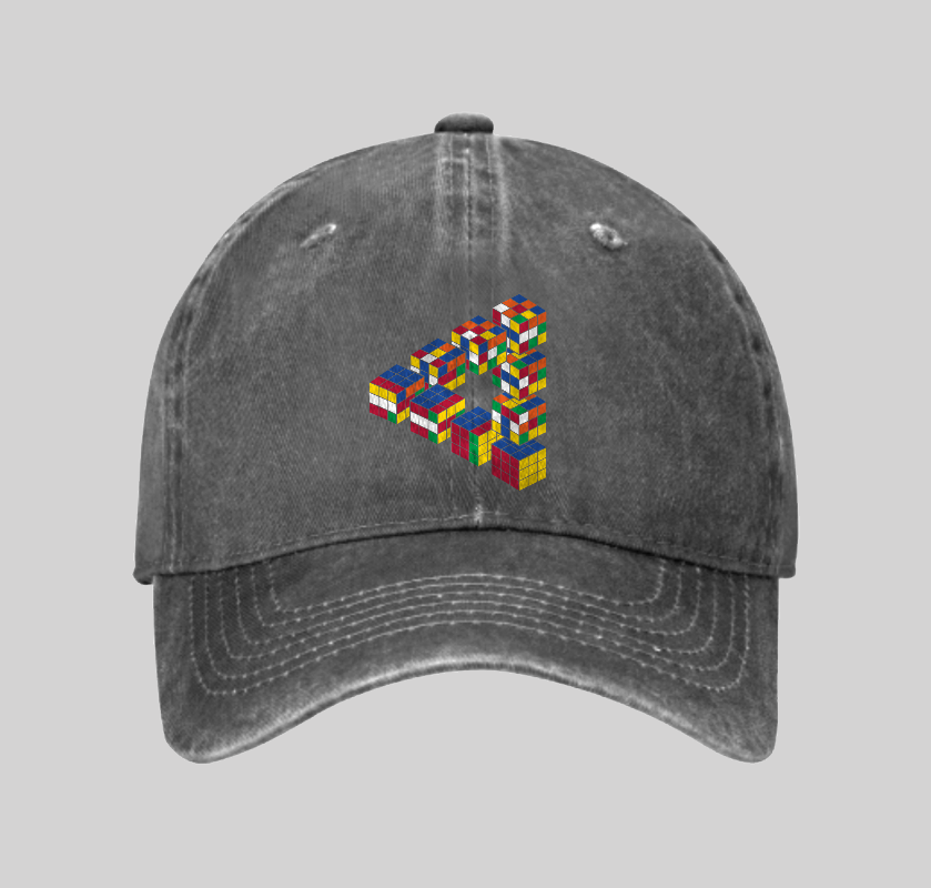 Rubiks Triangle Washed Vintage Baseball Cap