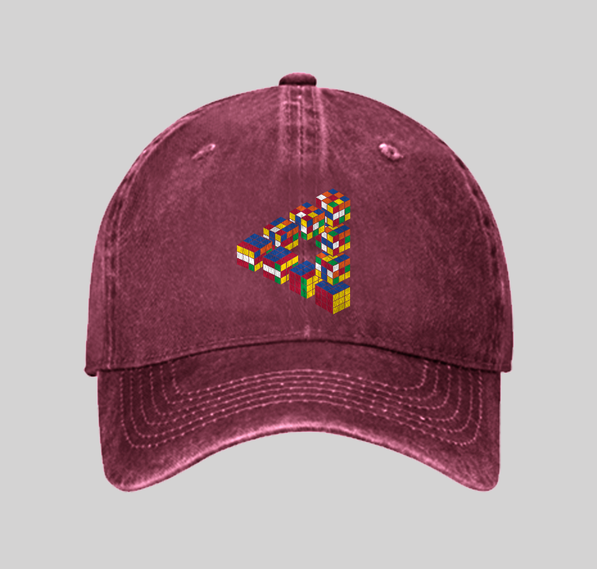 Rubiks Triangle Washed Vintage Baseball Cap