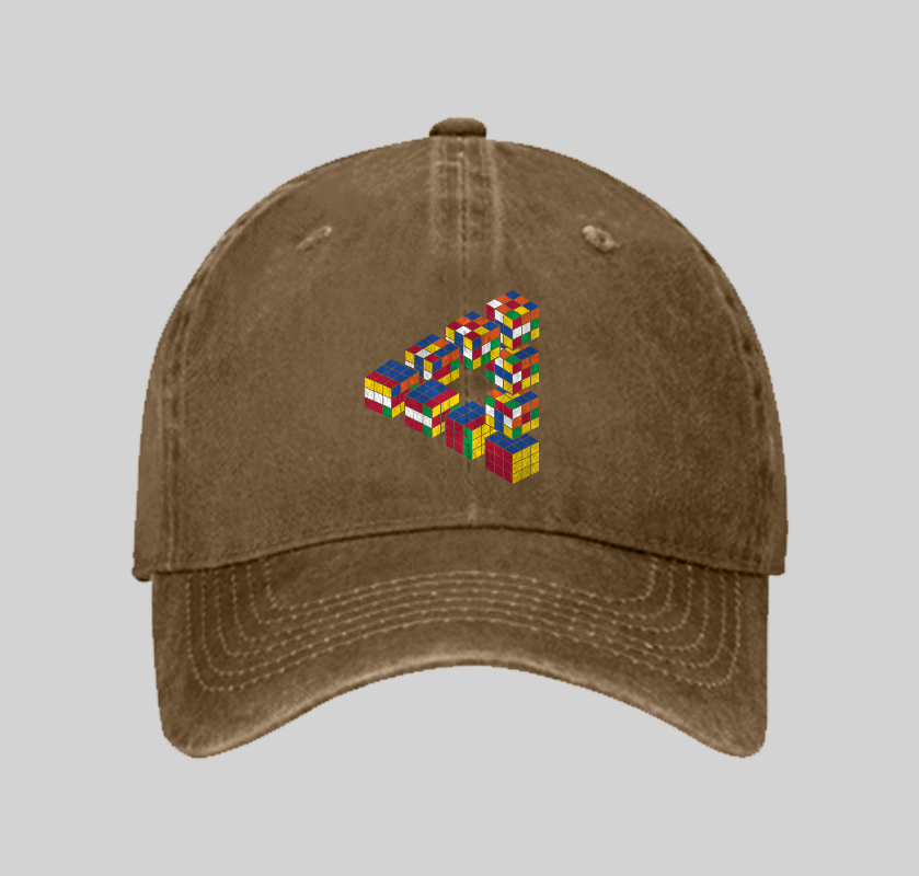 Rubiks Triangle Washed Vintage Baseball Cap