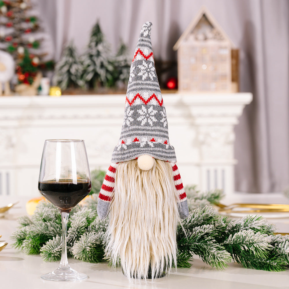 Christmas Knit Faceless Old Man Wine Bottle Cover