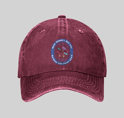 What doesn’t kill you mutates and tries again Washed Vintage Baseball Cap