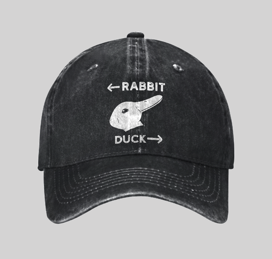 Wittgensteins Rabbit Duck Illusion Washed Vintage Baseball Cap