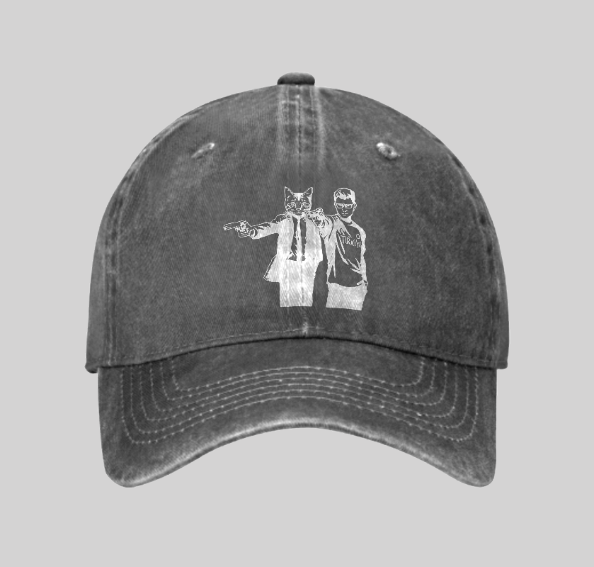 Yusuf Dikec and His Sharpshooter Cat Washed Vintage Baseball Cap