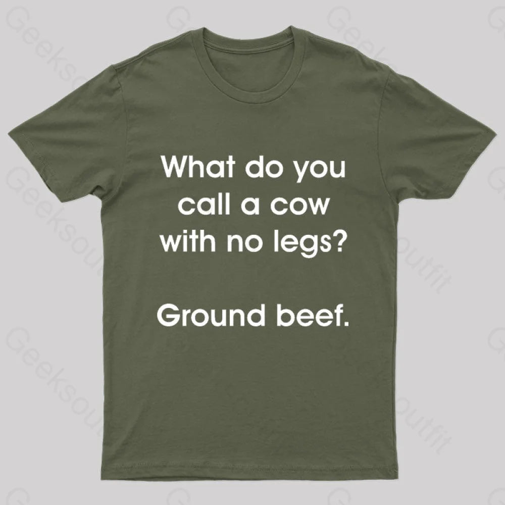 A Cow With No Legs Nerd T-Shirt Army Green / S