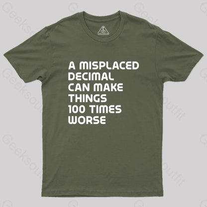 A Misplaced Decimal Can Make Things 100 Times Worse Geek T-Shirt Army Green / S