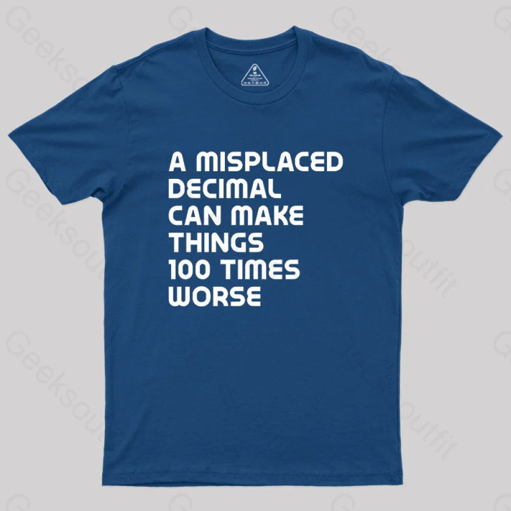 A Misplaced Decimal Can Make Things 100 Times Worse Geek T-Shirt Navy / S