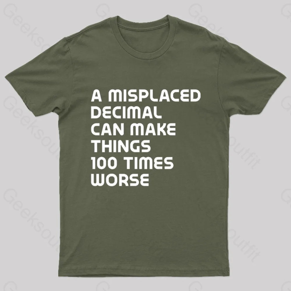 A Misplaced Decimal Nerd T-Shirt Army Green / S