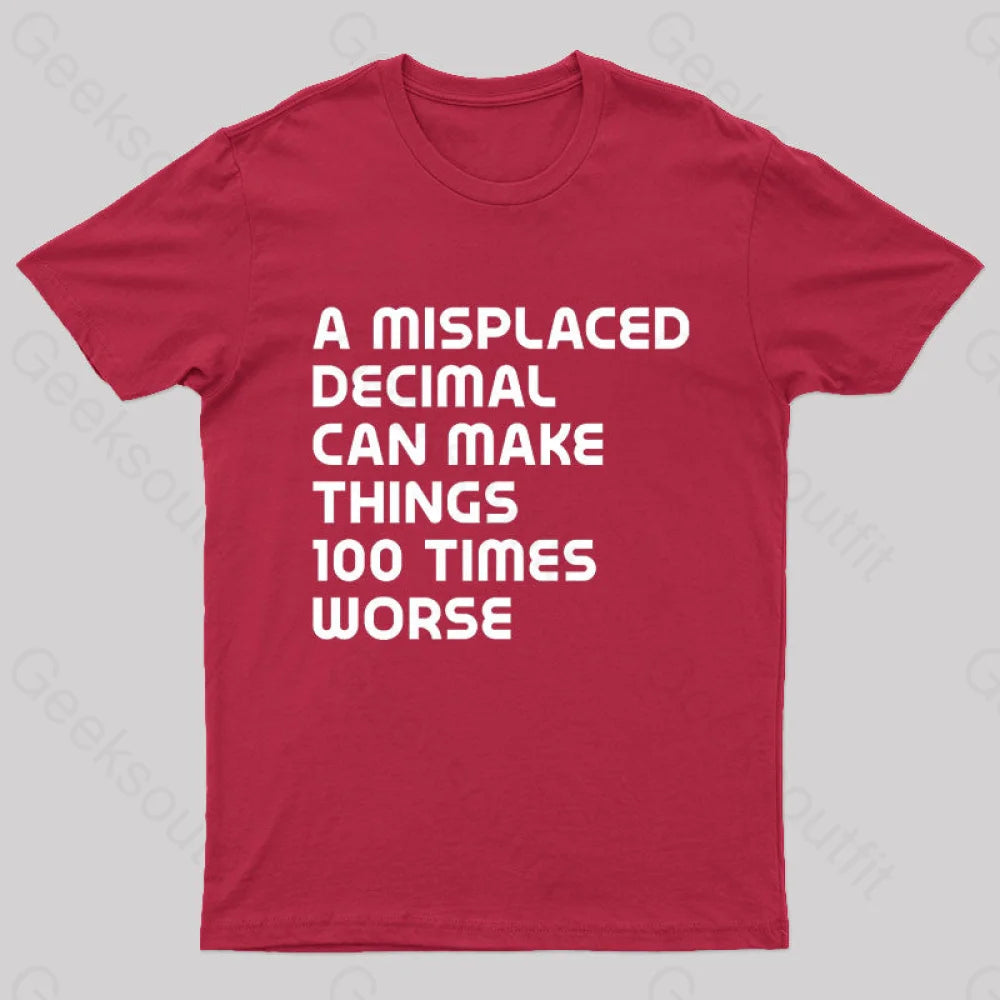 A Misplaced Decimal Nerd T-Shirt Red / S