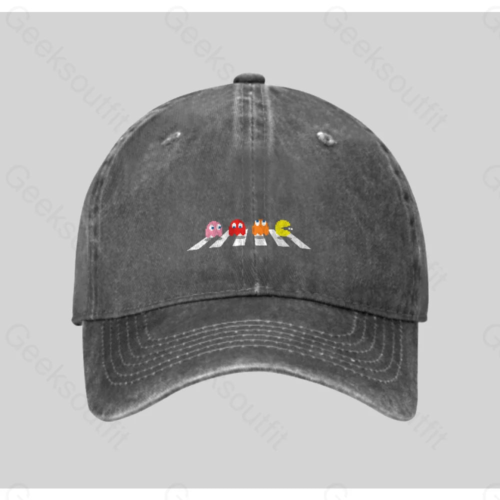 Abbey Pac Man Washed Vintage Baseball Cap Grey