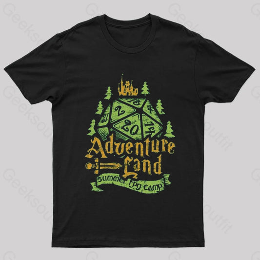 Adventureland Summer Rpg Camp Nerd T-Shirt Black / S